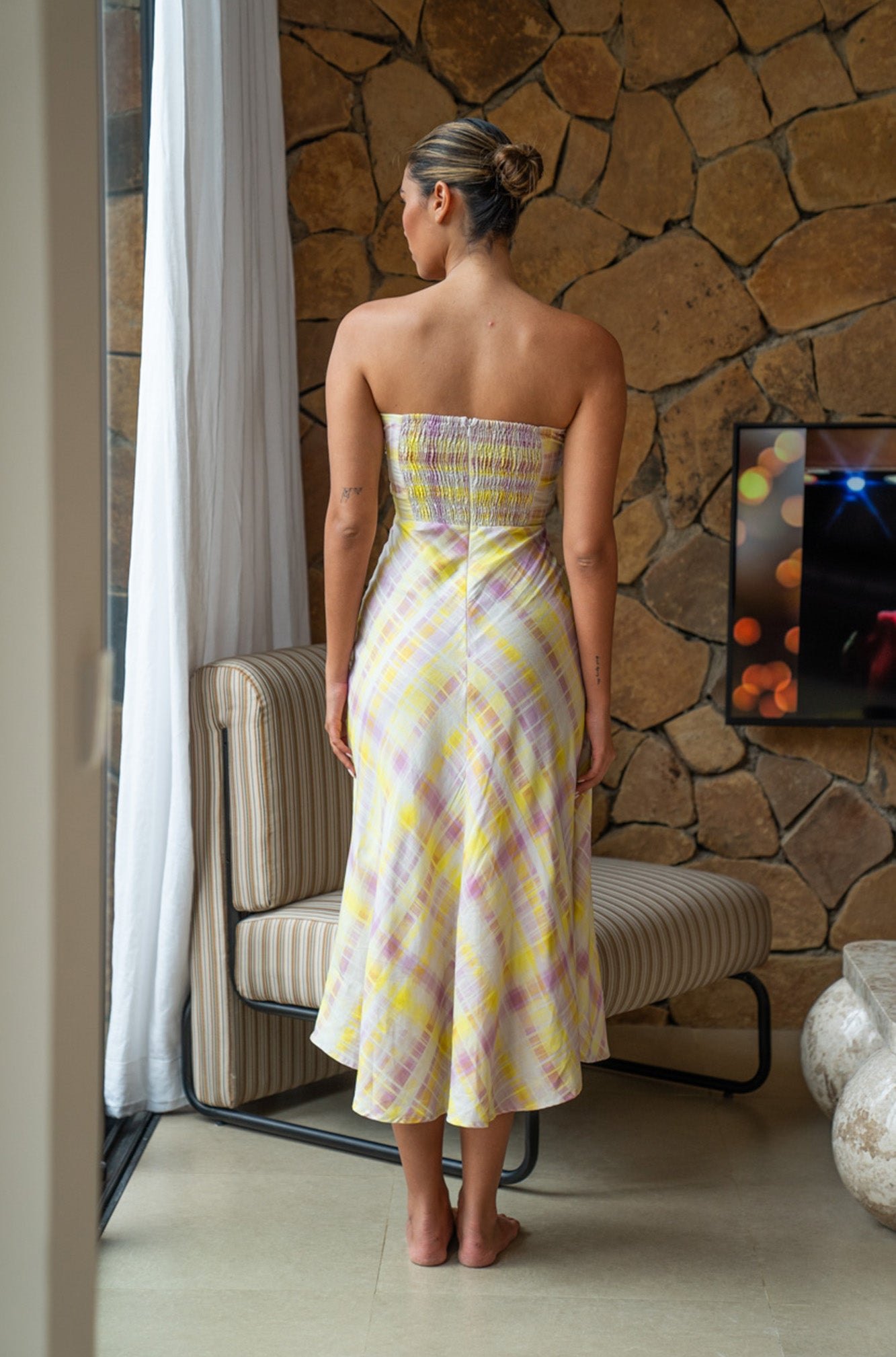Sabine Midi Dress | Sorbet Plaid — thumbnail 4