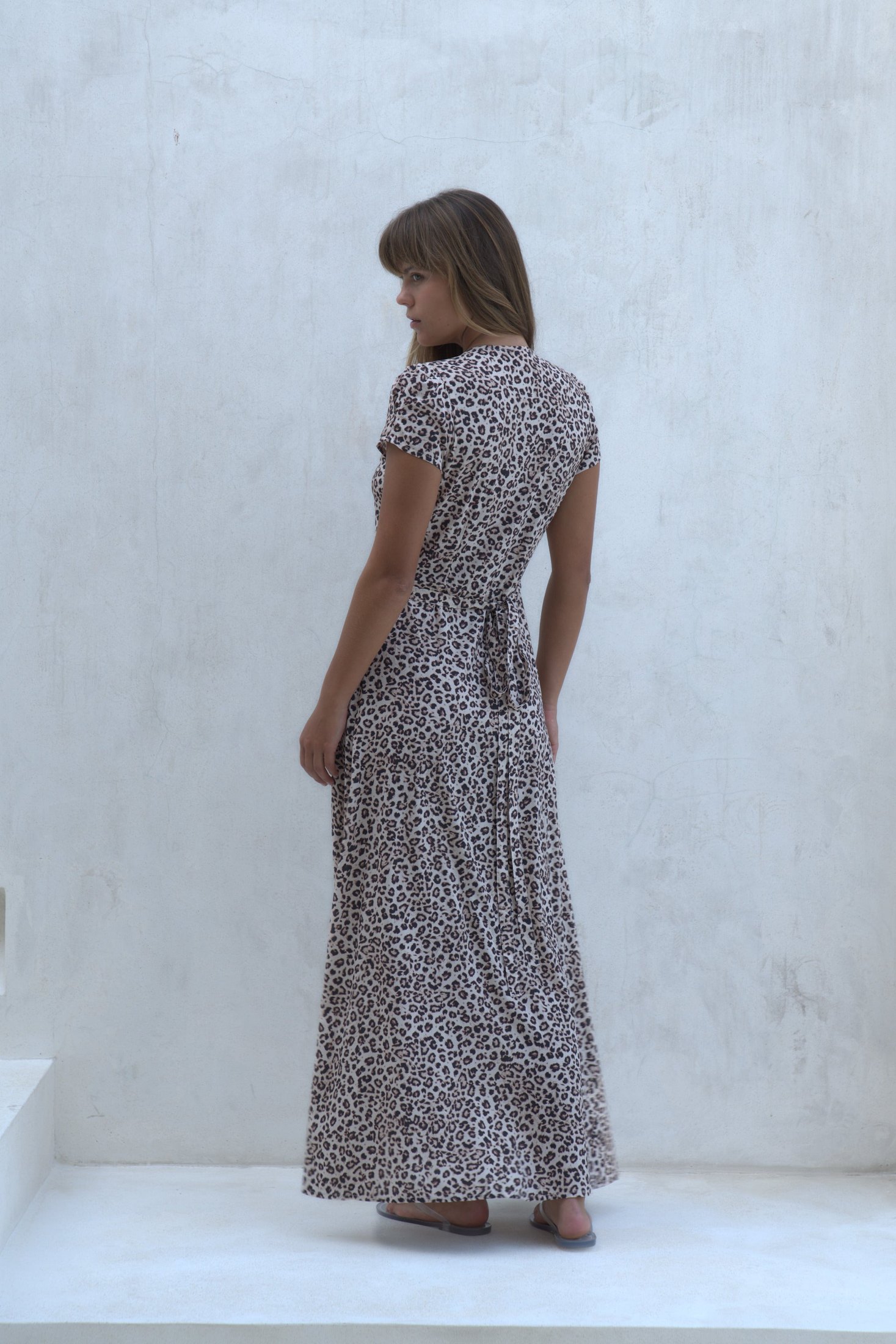 Alexa Maxi Wrap Dress | Snow Leopard — thumbnail 13