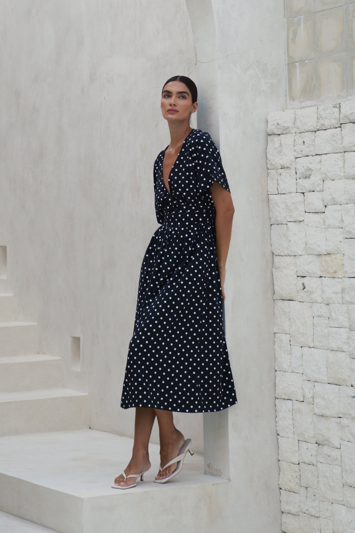 Melody Midi Dress | Midnight Polka Dot — thumbnail 6