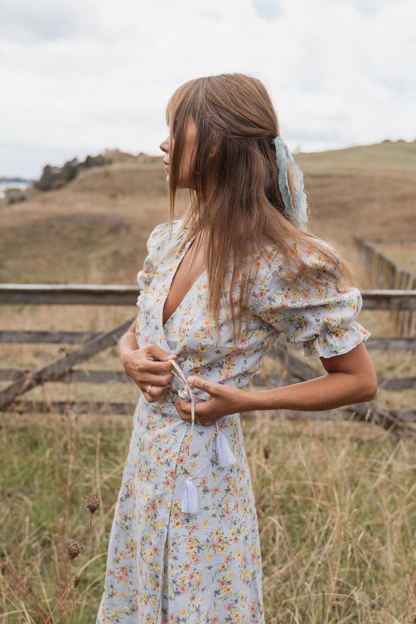 Alice Midi Wrap Dress | Spring Bouquet — thumbnail 10