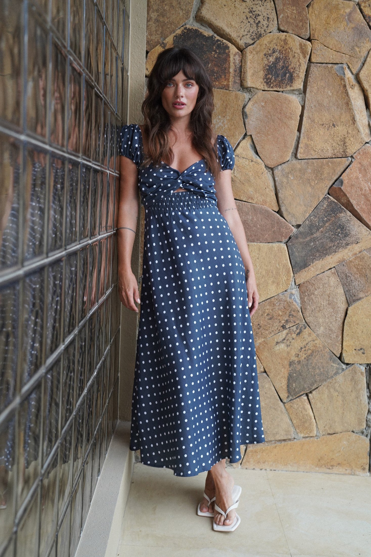 Gia Midi Dress | Midnight Polka Dot — thumbnail 2