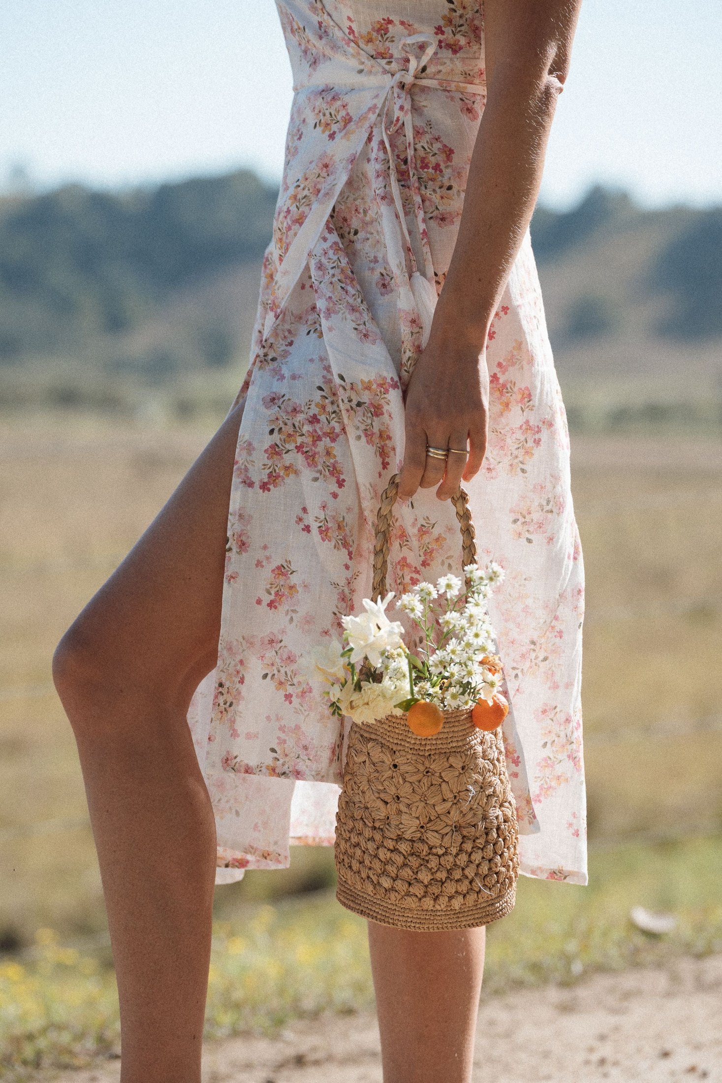 Alice Midi Wrap Dress | Meadow Blush — thumbnail 3