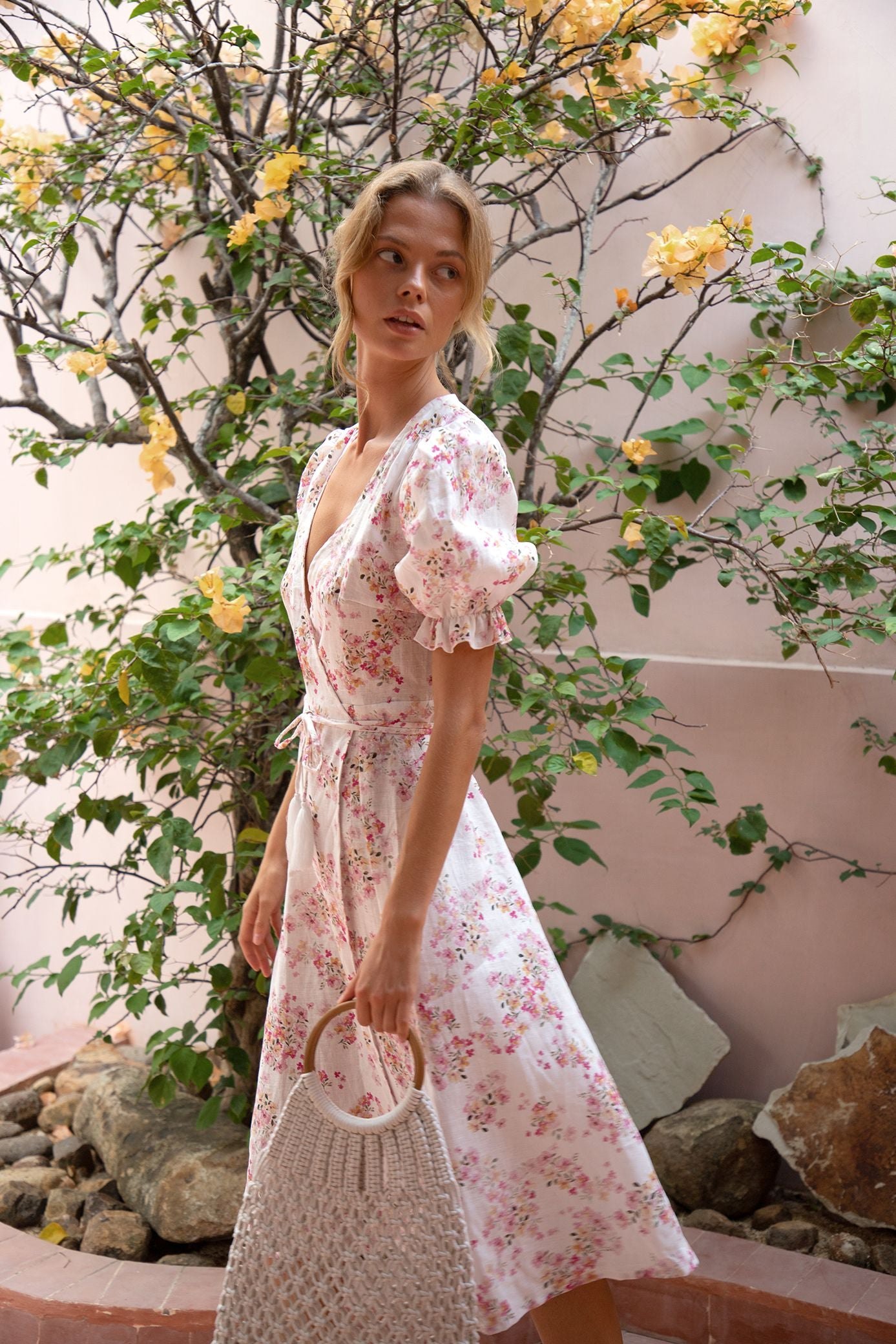 Alice Midi Wrap Dress | Meadow Blush — thumbnail 8