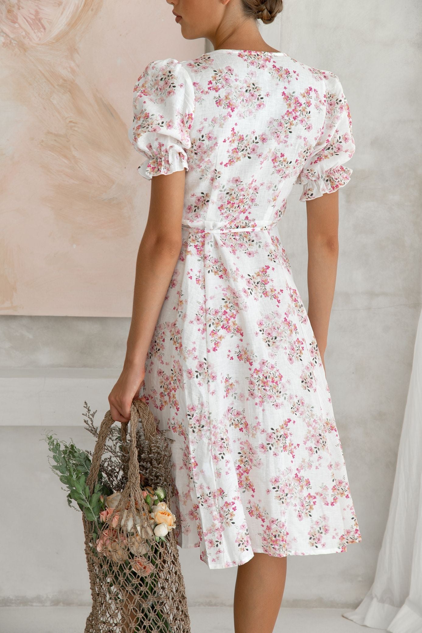 Alice Midi Wrap Dress | Meadow Blush — thumbnail 7