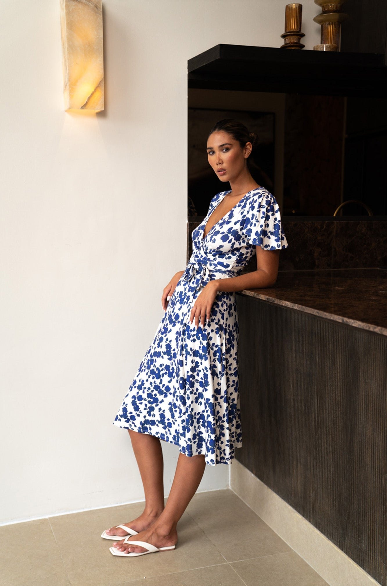 Lucia Midi Wrap Dress | Cornflowers — thumbnail 6