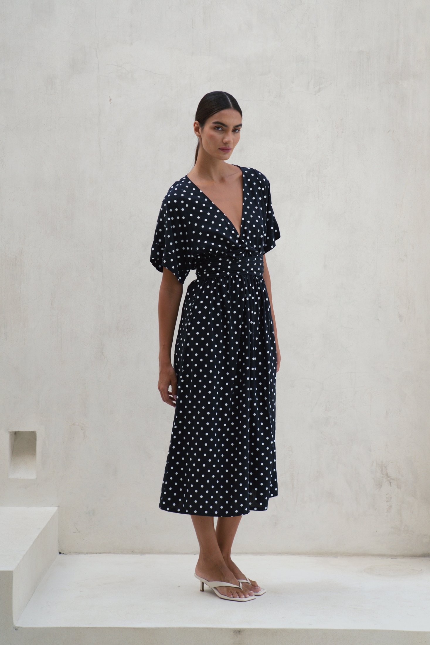 Melody Midi Dress | Midnight Polka Dot — thumbnail 5