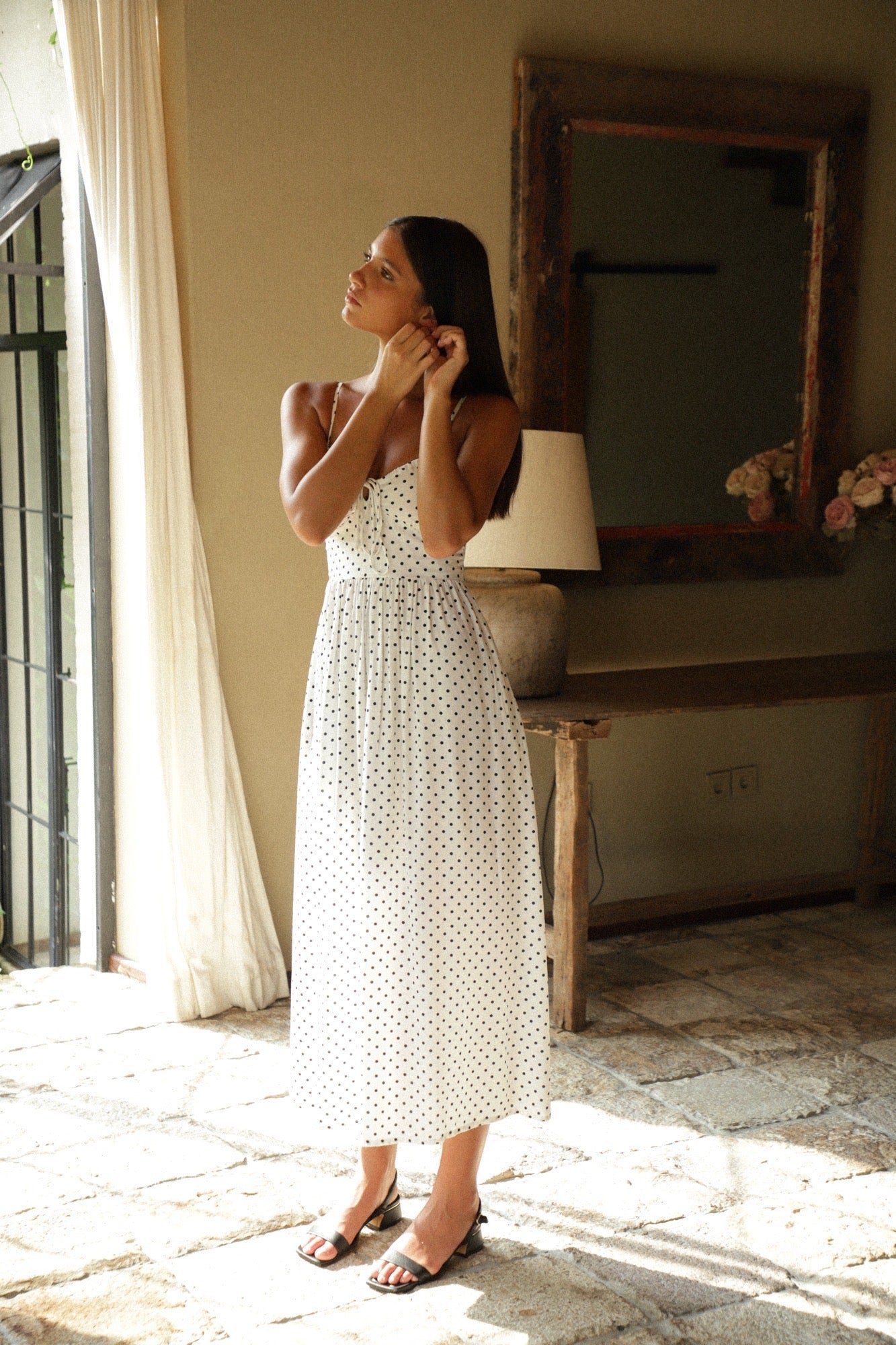 Carolyn Maxi Dress | White Polka Dot — thumbnail 4