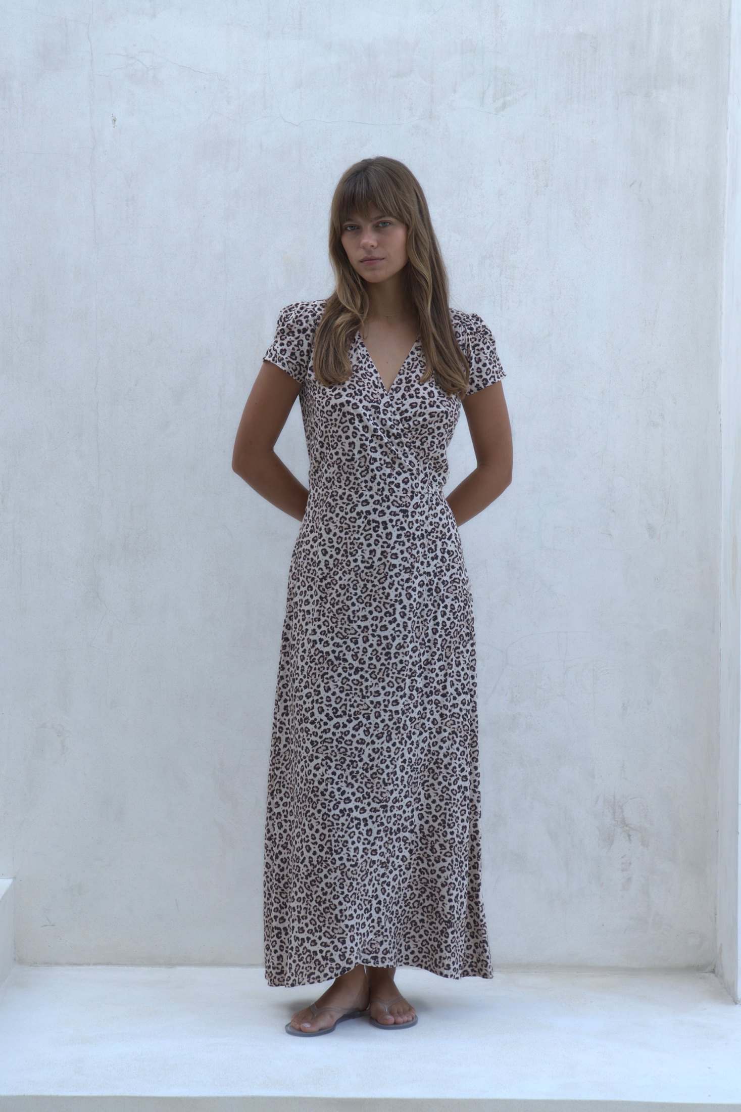 Alexa Maxi Wrap Dress | Snow Leopard — thumbnail 10