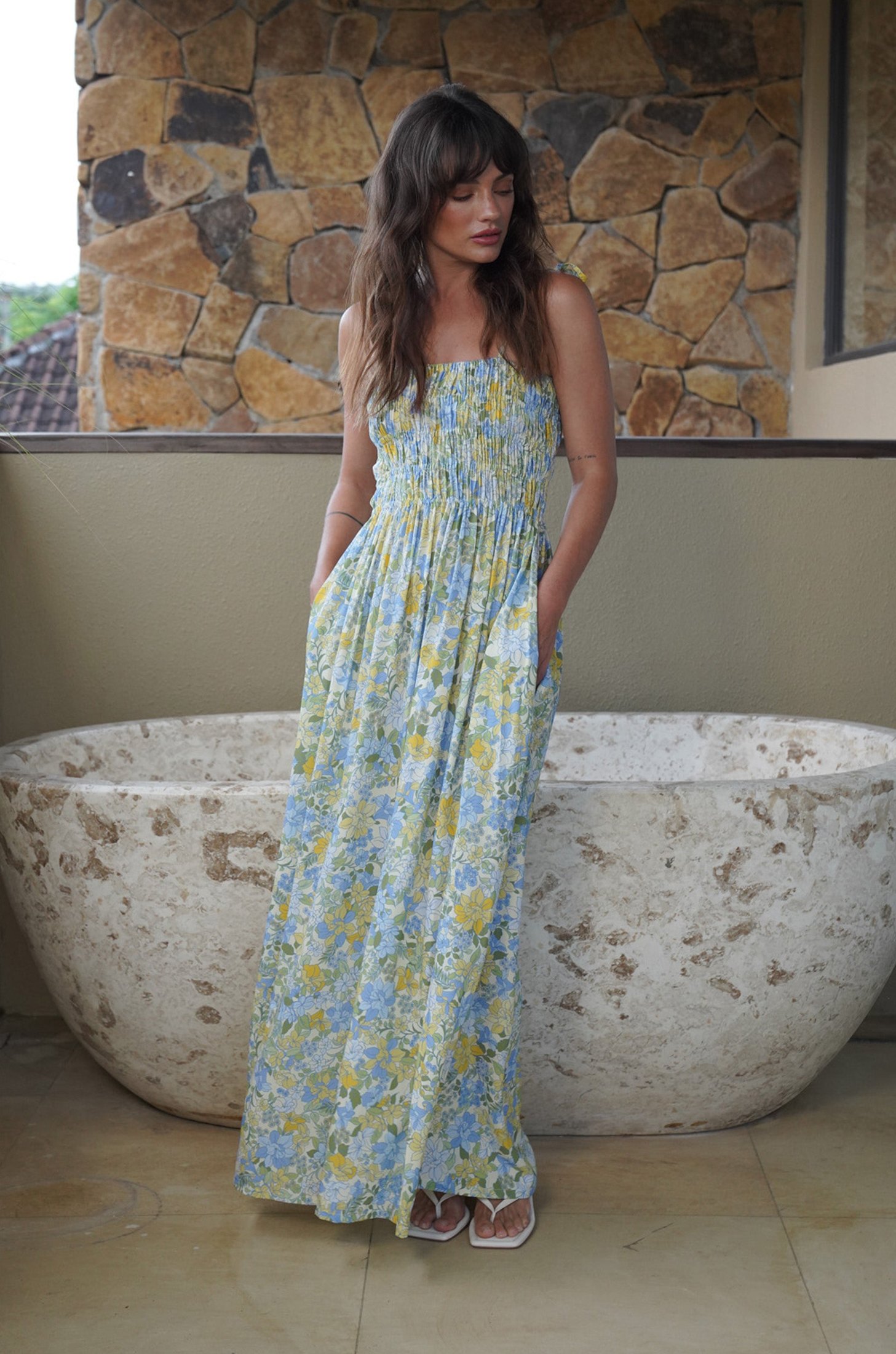 Amalfi Maxi Dress | Pastel Blooms — thumbnail 2