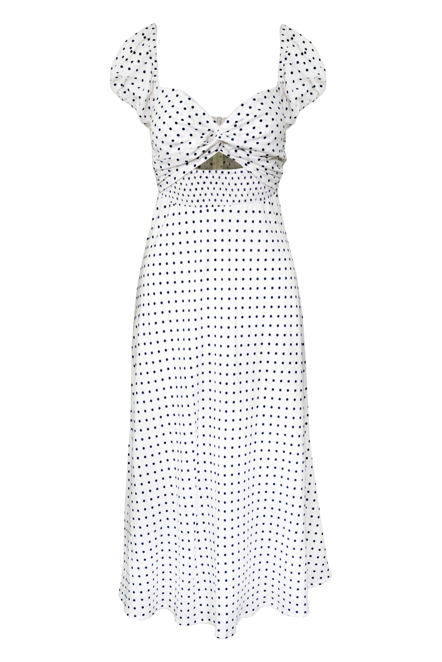 Gia Midi Dress | White Polka Dot — thumbnail 9