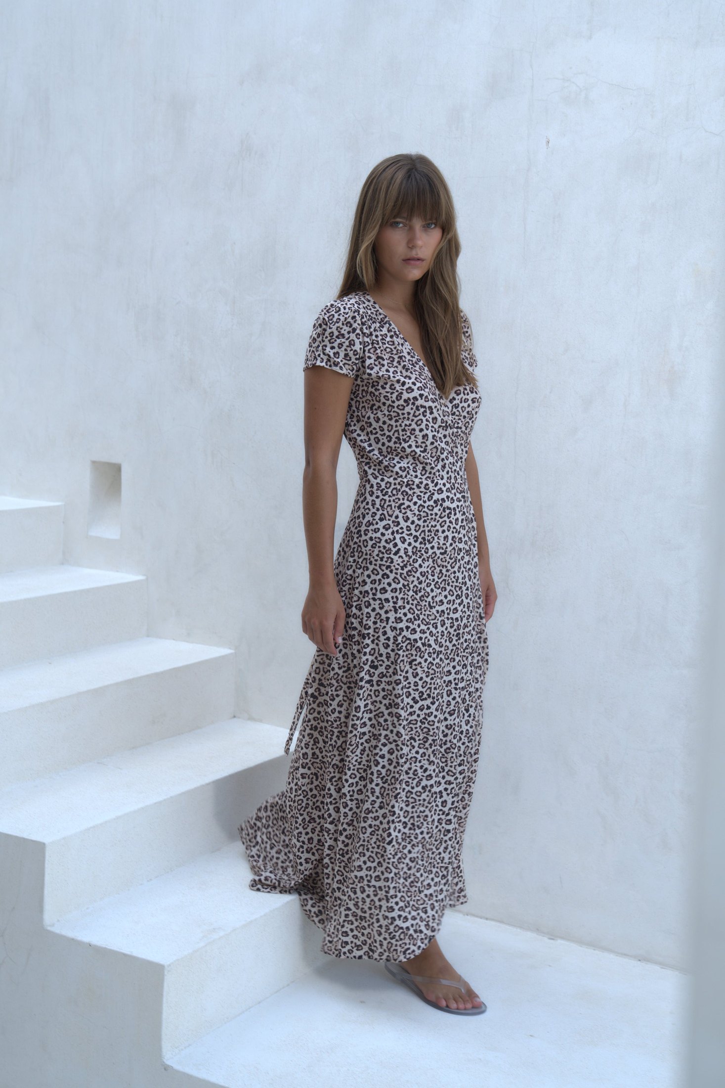 Alexa Maxi Wrap Dress | Snow Leopard — thumbnail 17
