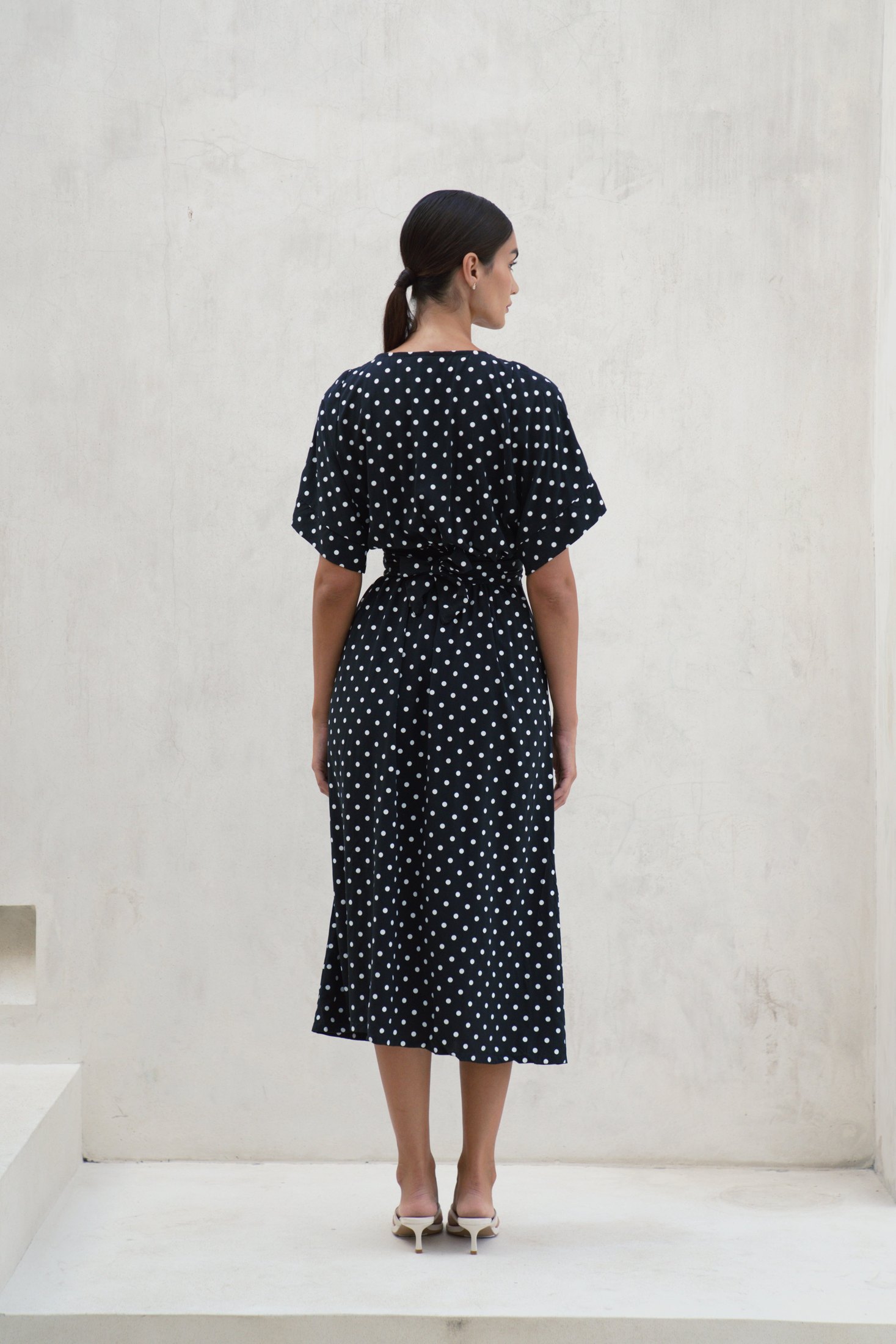 Melody Midi Dress | Midnight Polka Dot — thumbnail 4