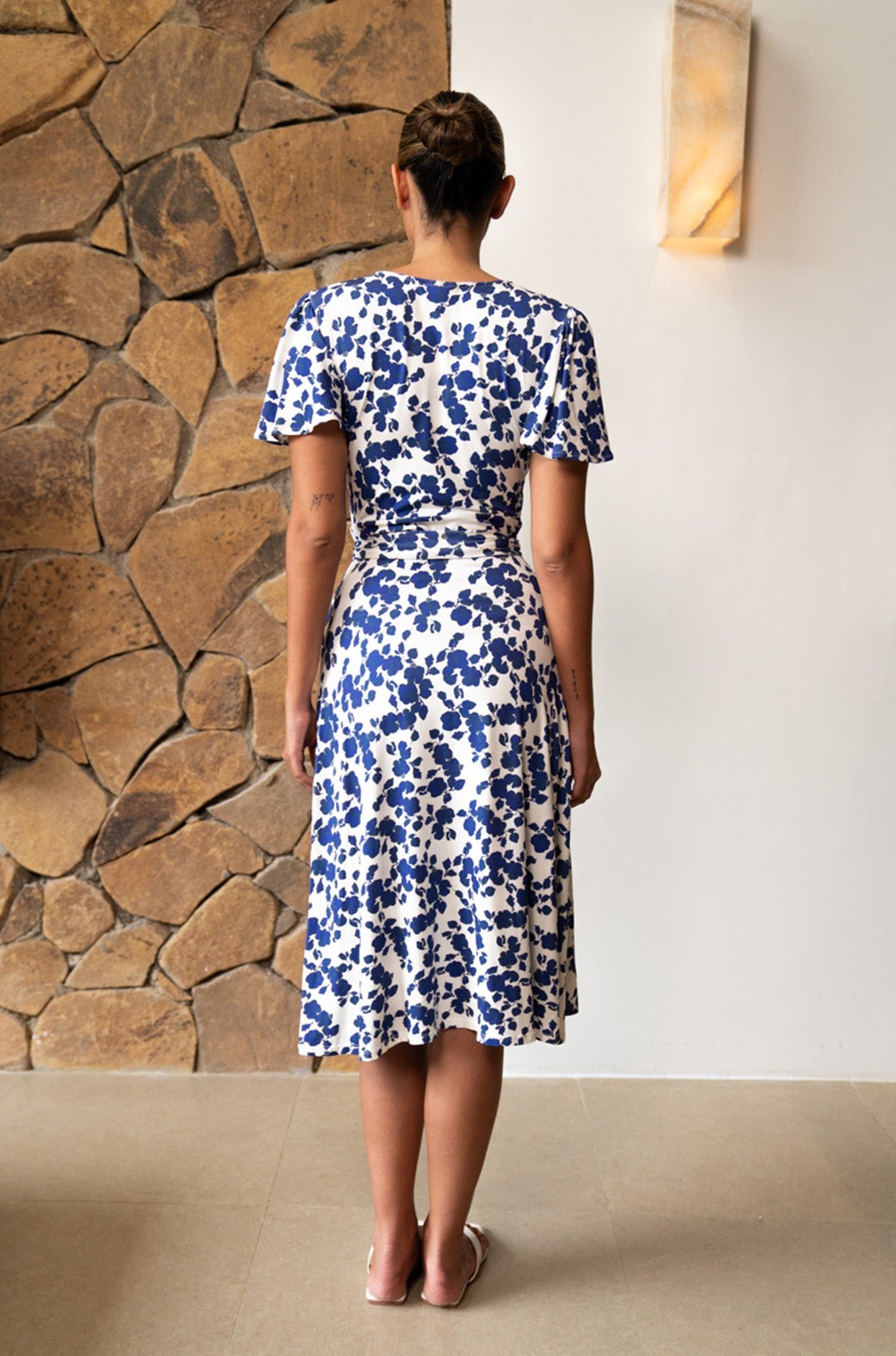 Lucia Midi Wrap Dress | Cornflowers — thumbnail 7