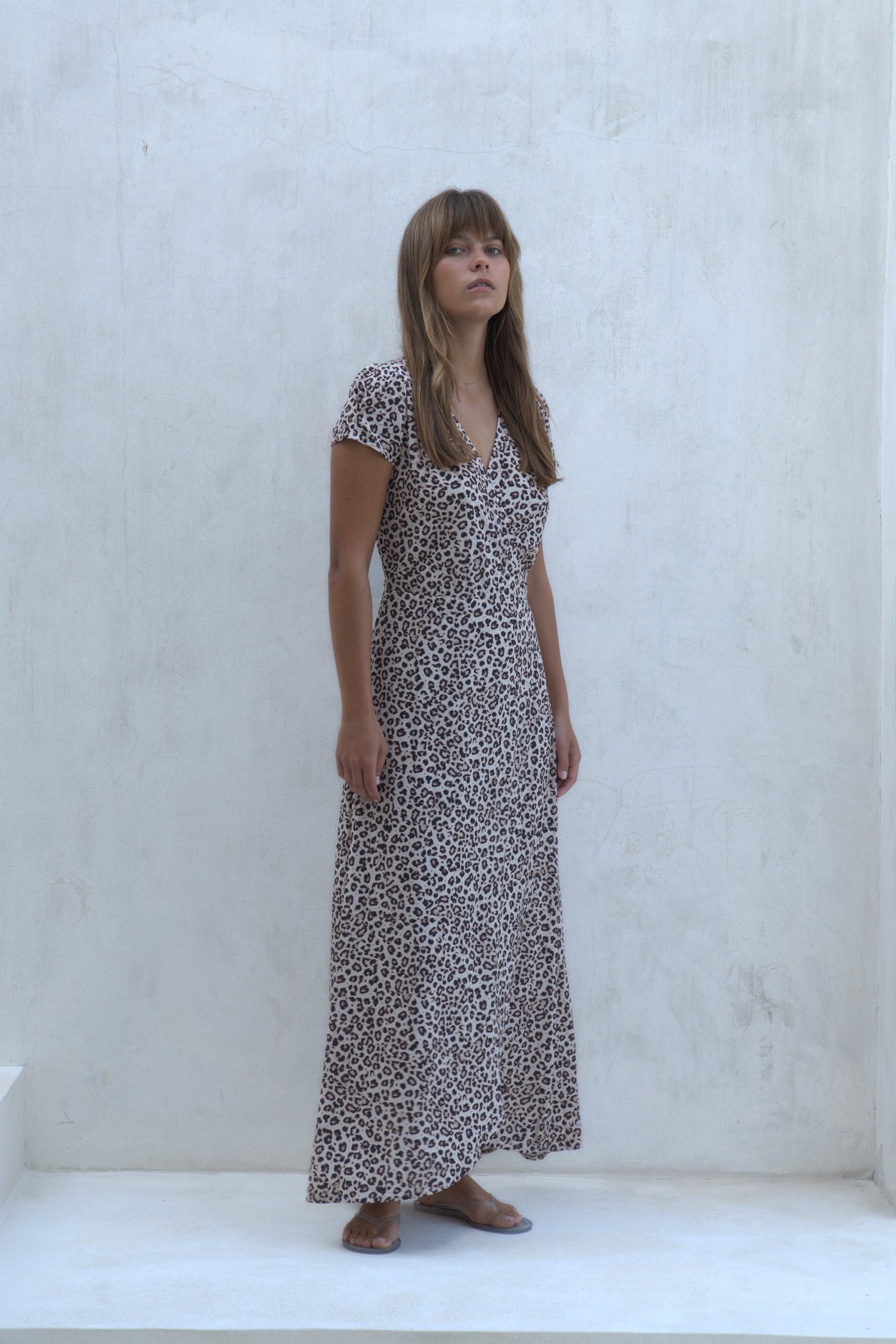 Alexa Maxi Wrap Dress | Snow Leopard — thumbnail 11
