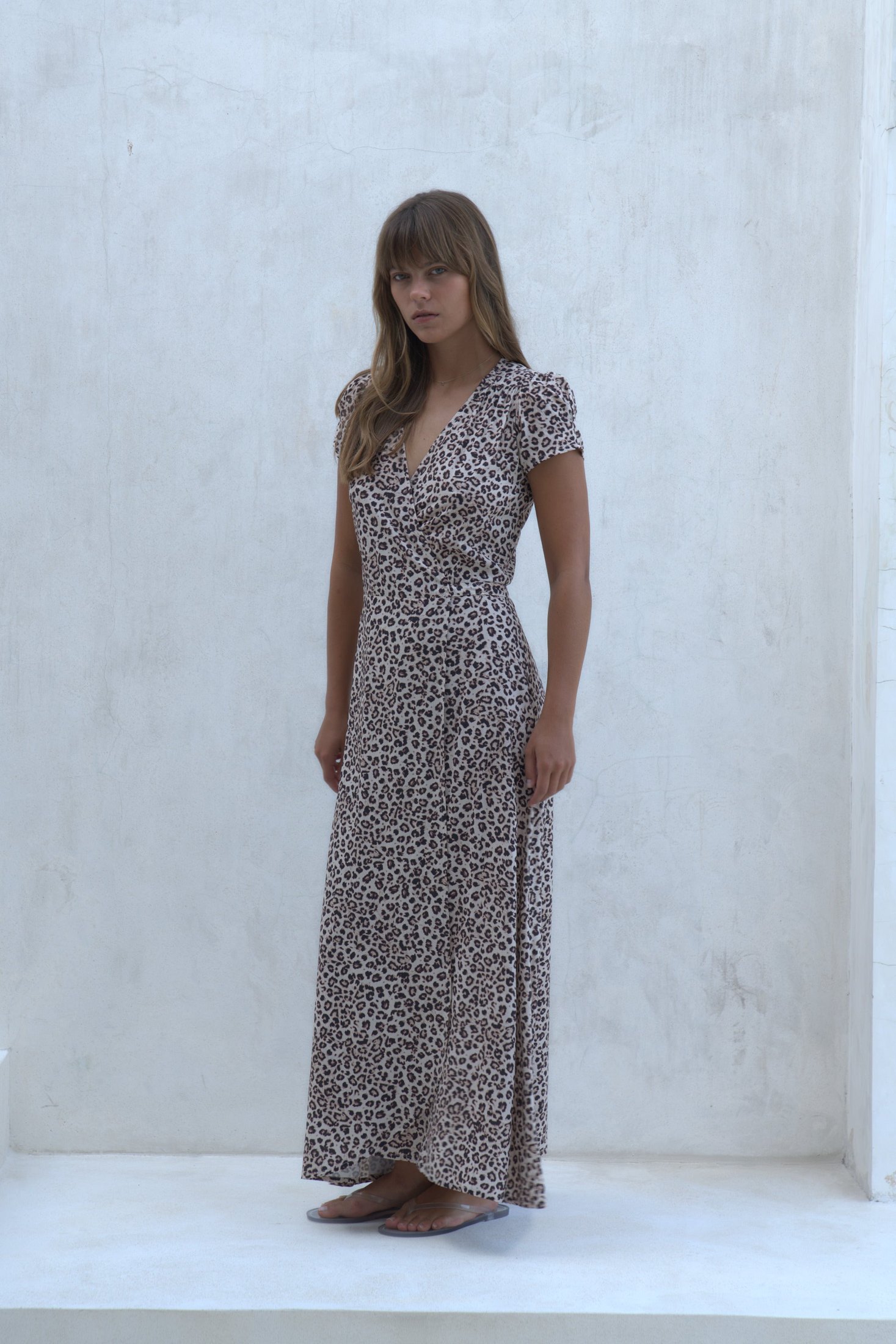 Alexa Maxi Wrap Dress | Snow Leopard — thumbnail 12