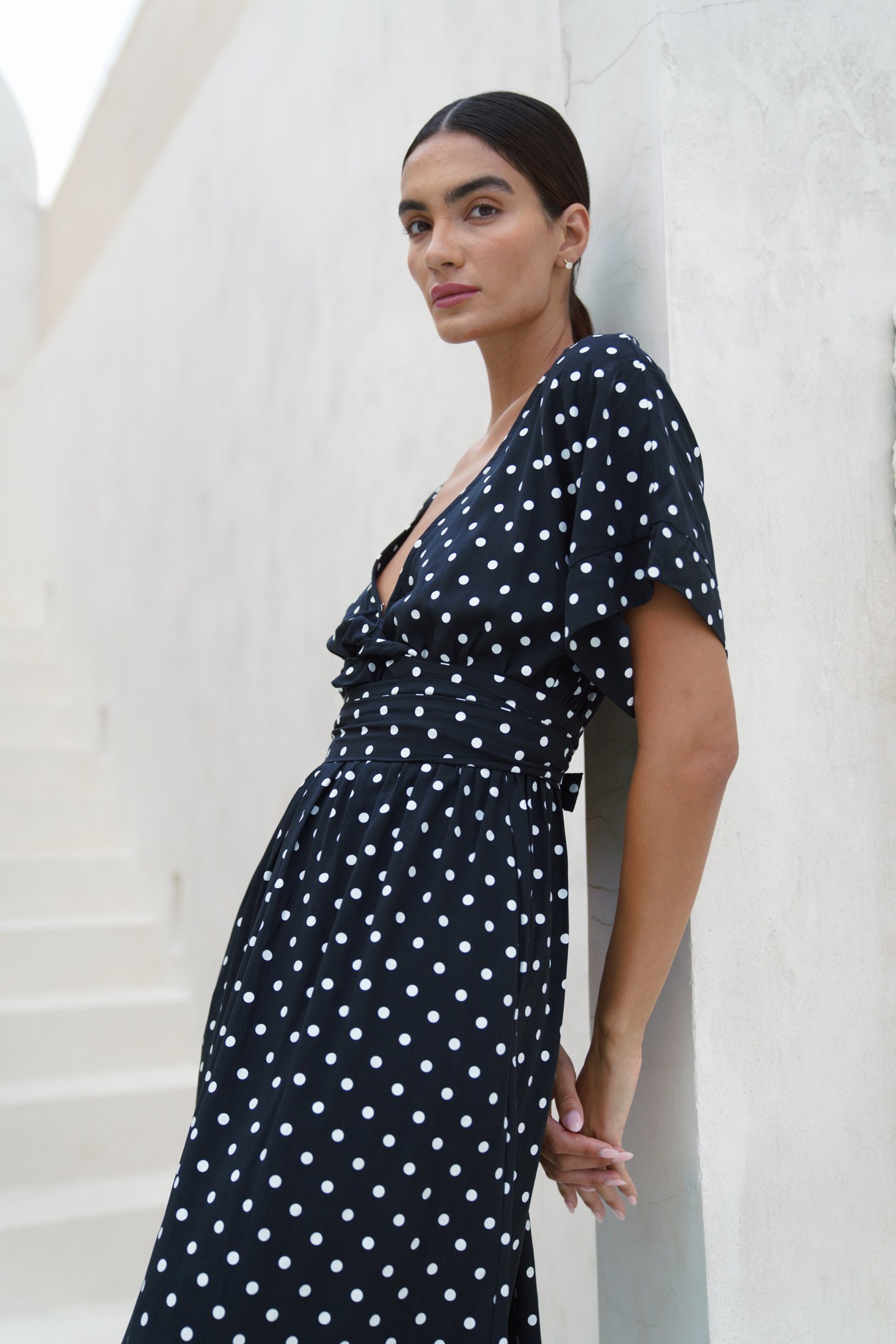 Melody Midi Dress | Midnight Polka Dot — thumbnail 7